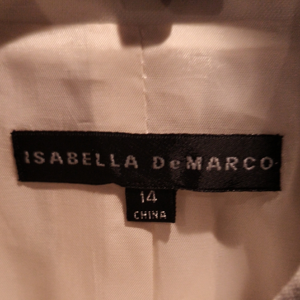 Isabella De Marco Cream Linen/Rayon Blend Jacket With Brown Stitching Size 14